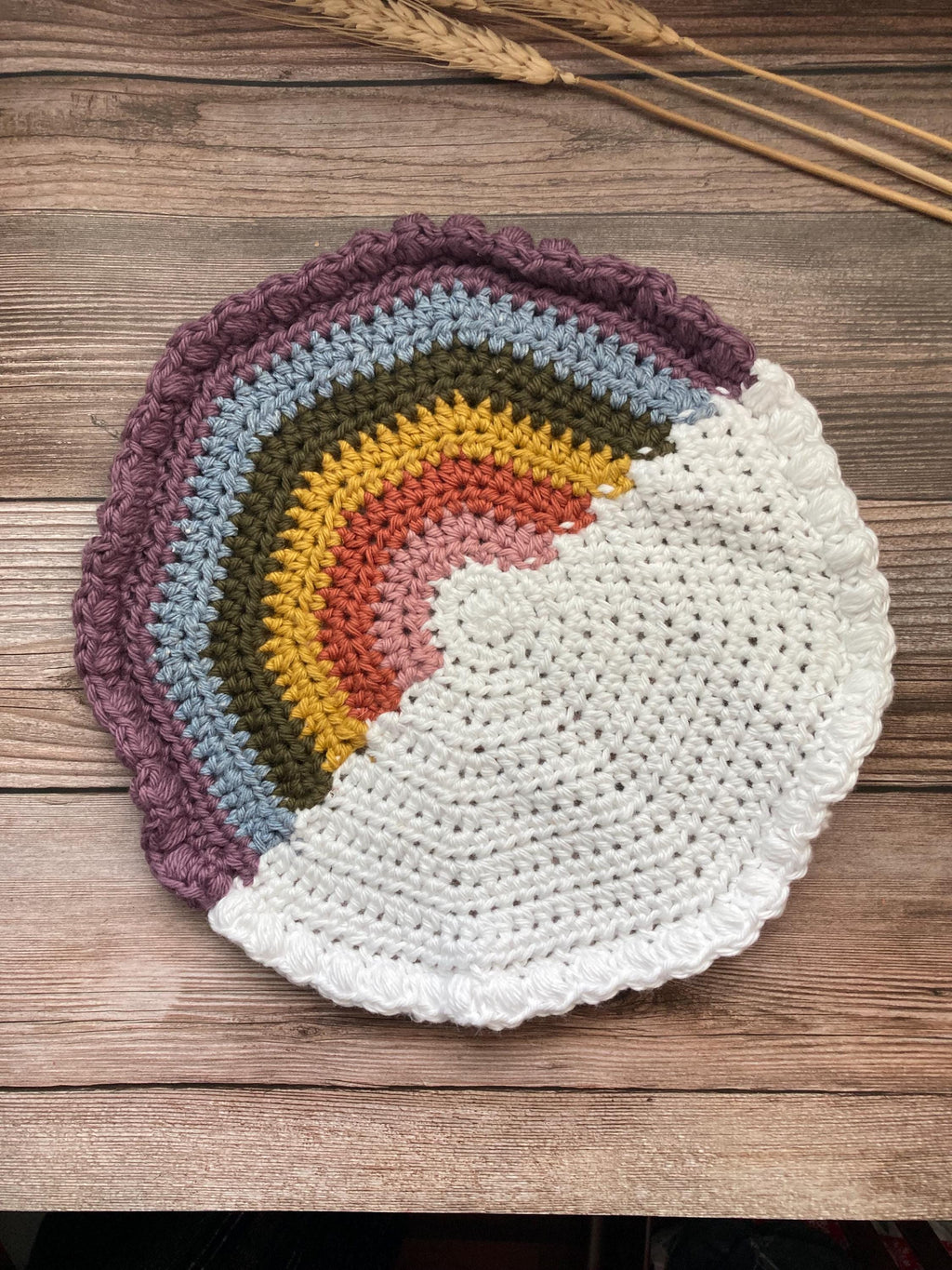 Crochet Plant Pot Coaster: 10" Cotton Houseplant Decor