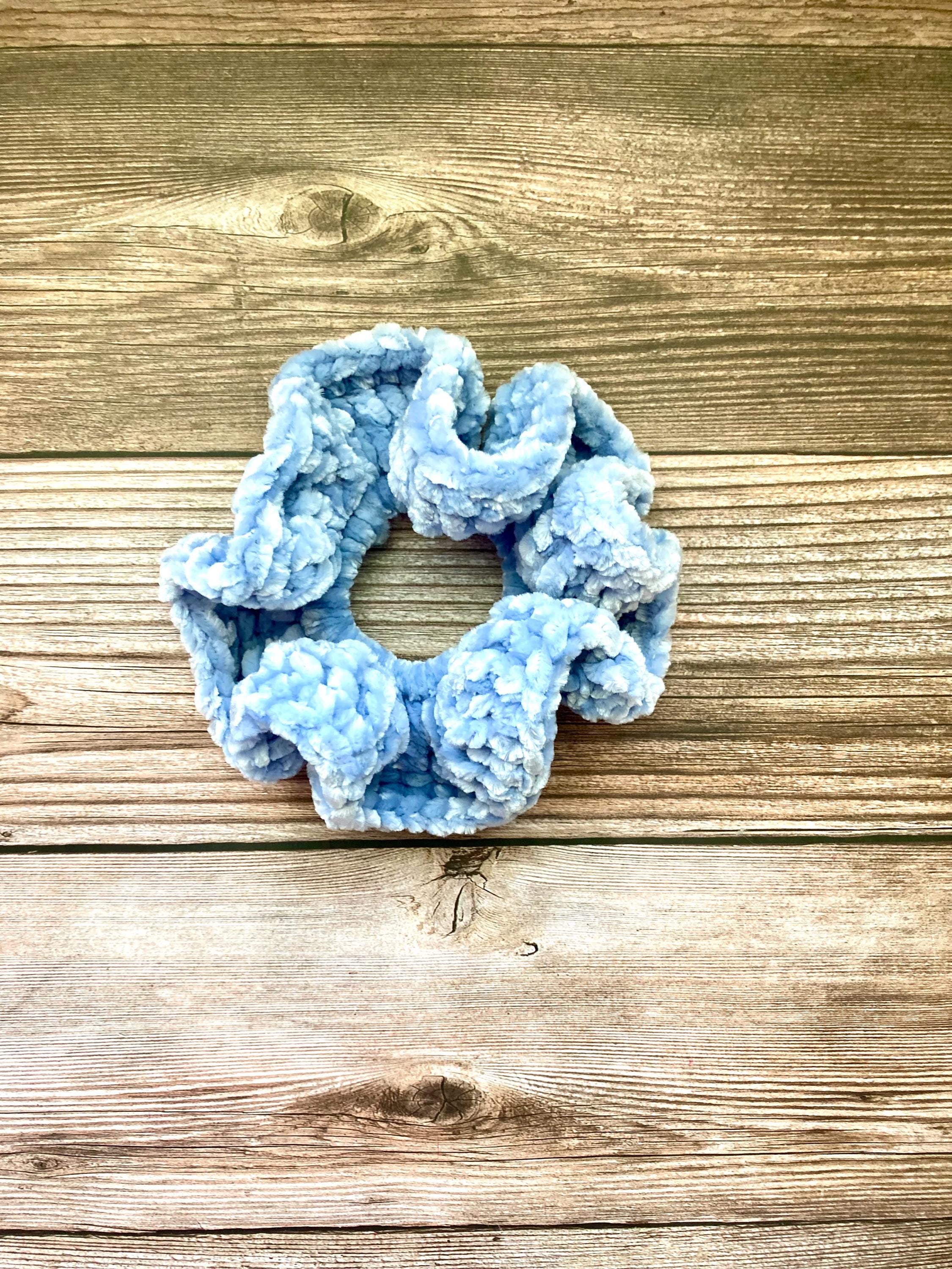 Light Blue Velvet Scrunchie: Handmade Hair Tie