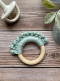 Crochet Baby Teether: Wooden Teething Toy, Serene Spa Cotton Yarn