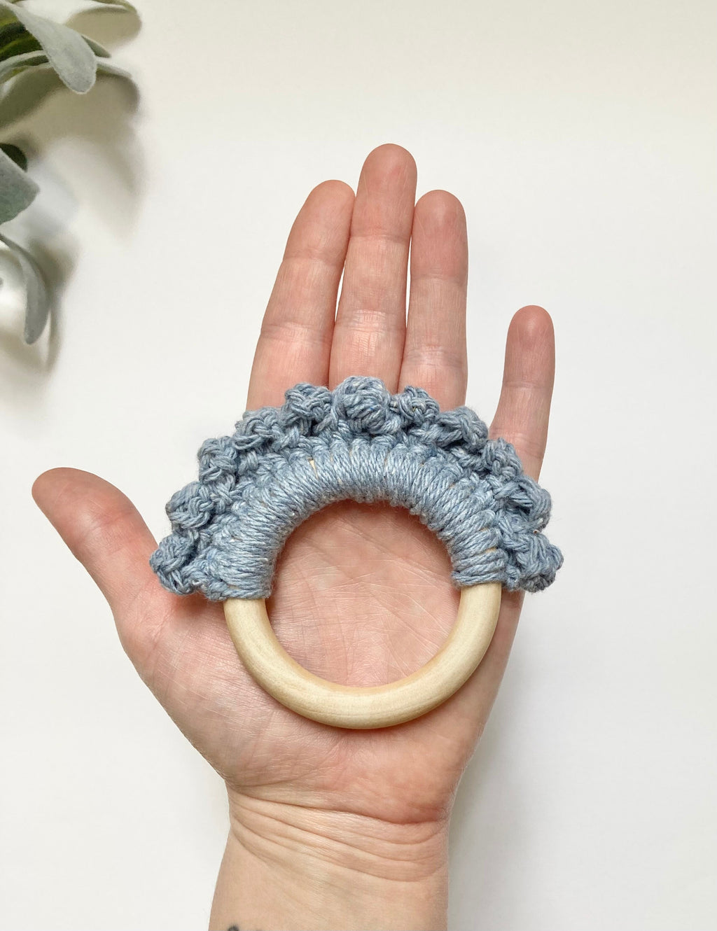 Crochet Baby Teether: Wooden Teething Ring, Newborn Gift