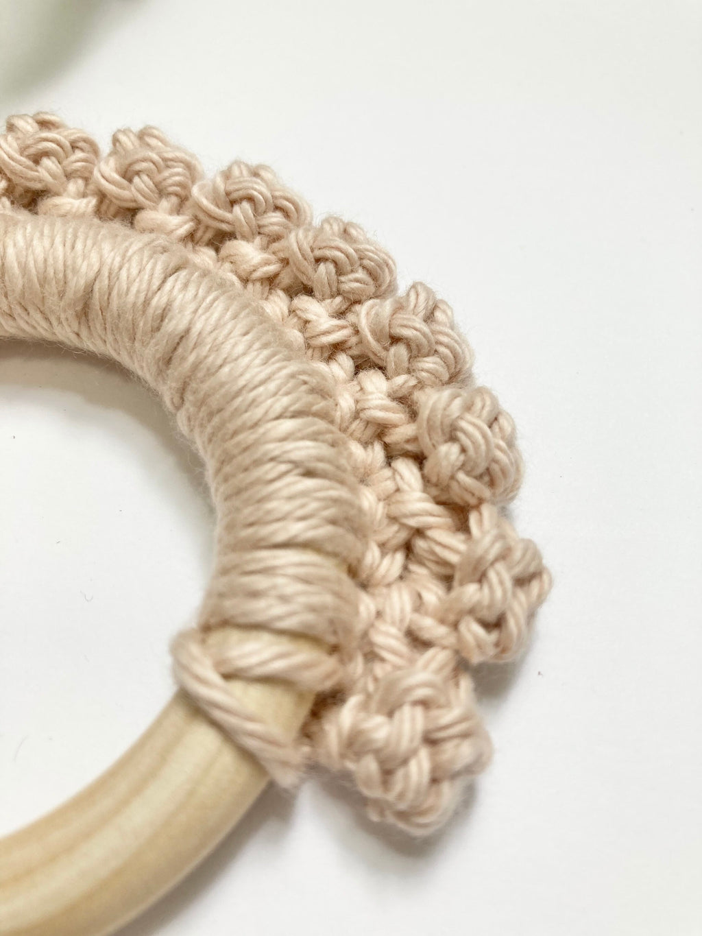 Crochet Baby Teether: Wooden Teething Toy, Cotton Yarn