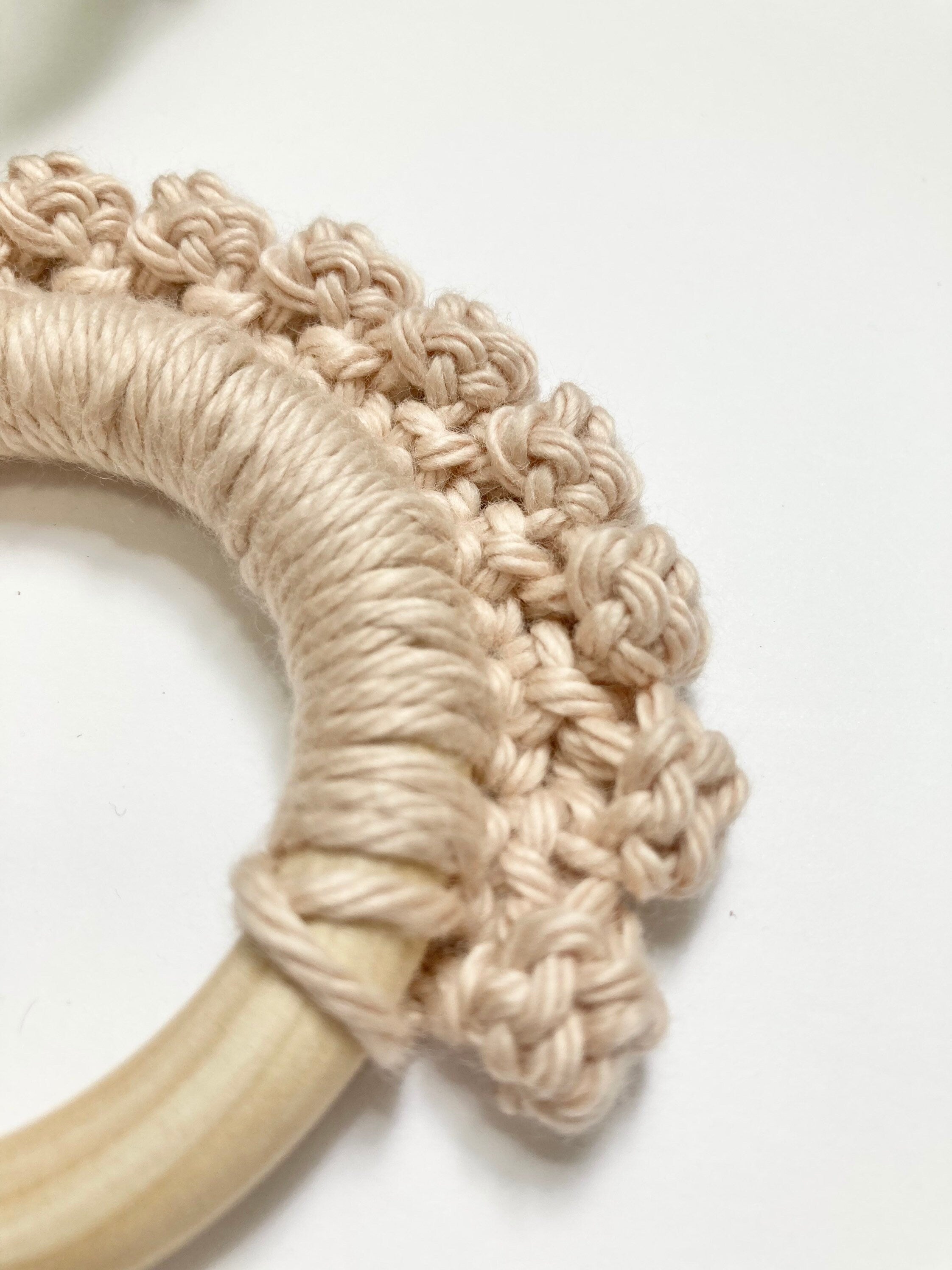 Crochet Baby Teether: Wooden Teething Toy, Cotton Yarn