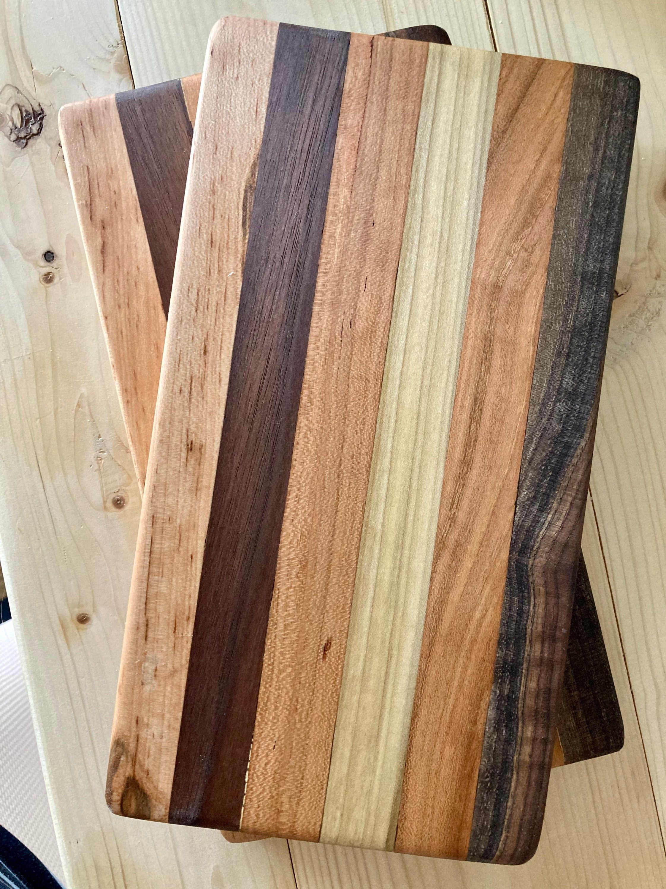 Handmade Wooden Cheese Board: Cherry, Walnut, Maple, Poplar (5.75 x 10.25 inches)