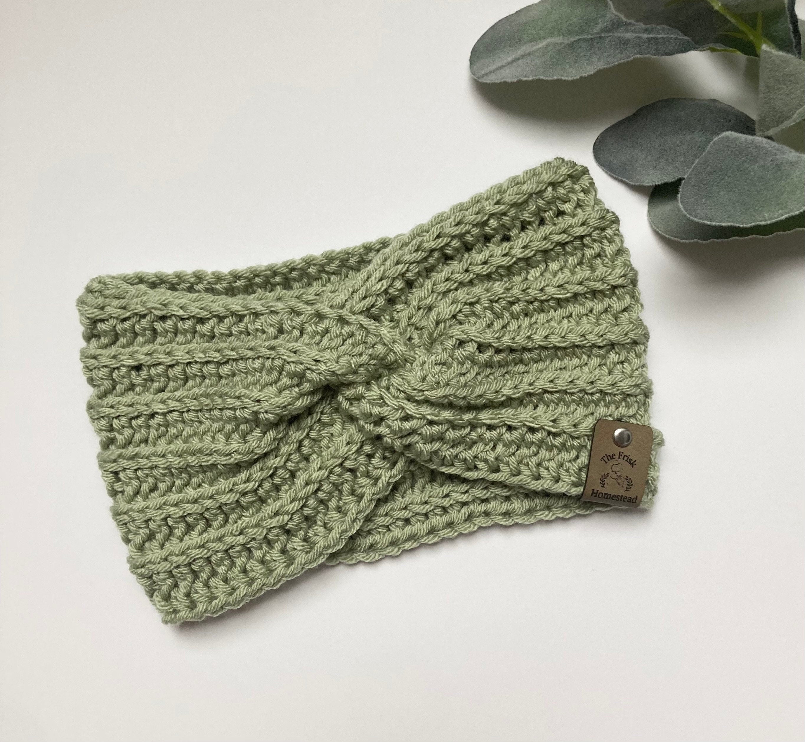 Sage Crochet Twisted Headband: Women's Boho Ear Warmer