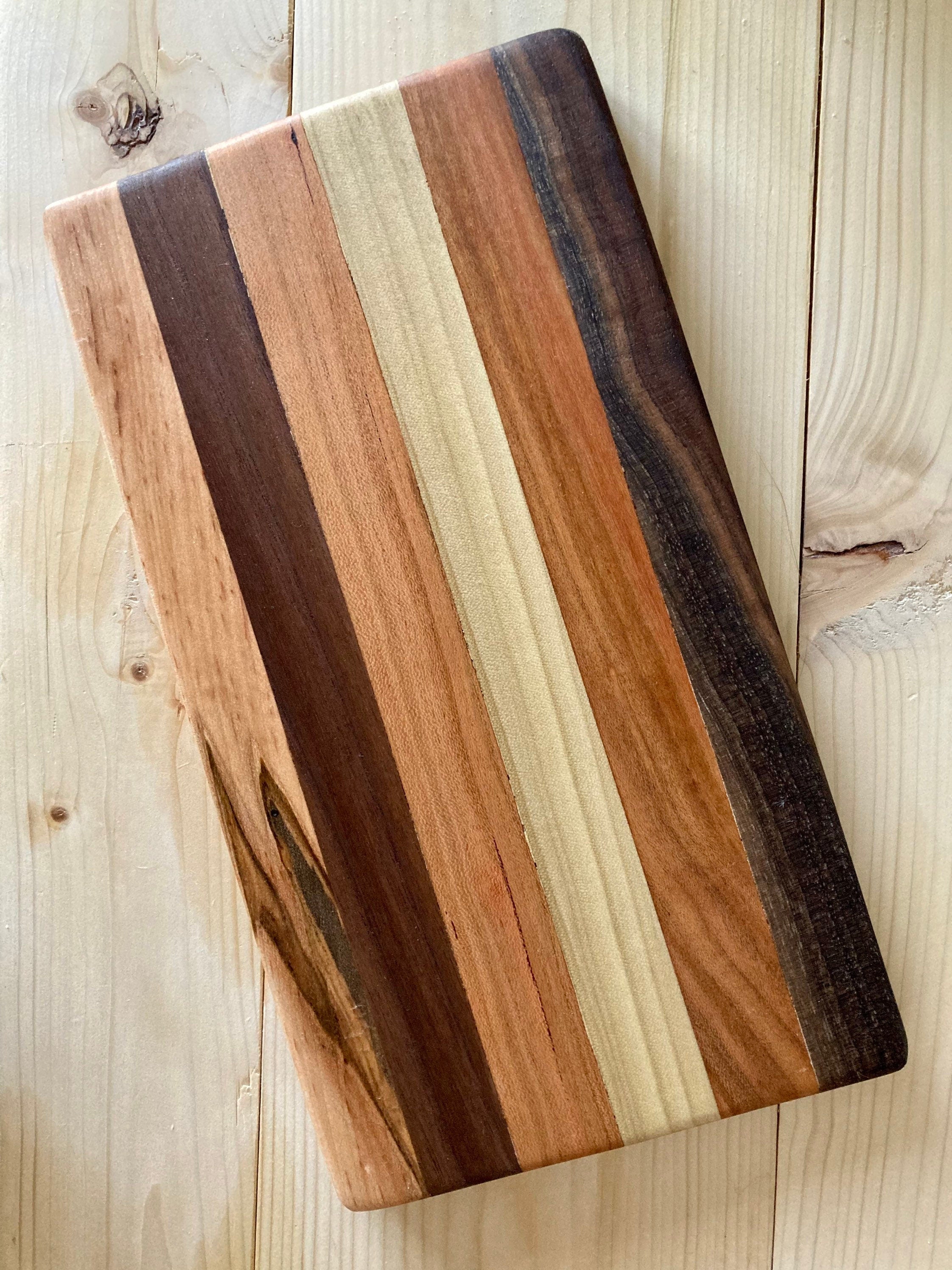 Handmade Wooden Cheese Board: Cherry, Walnut, Maple, Poplar (5.75 x 10.25 inches)
