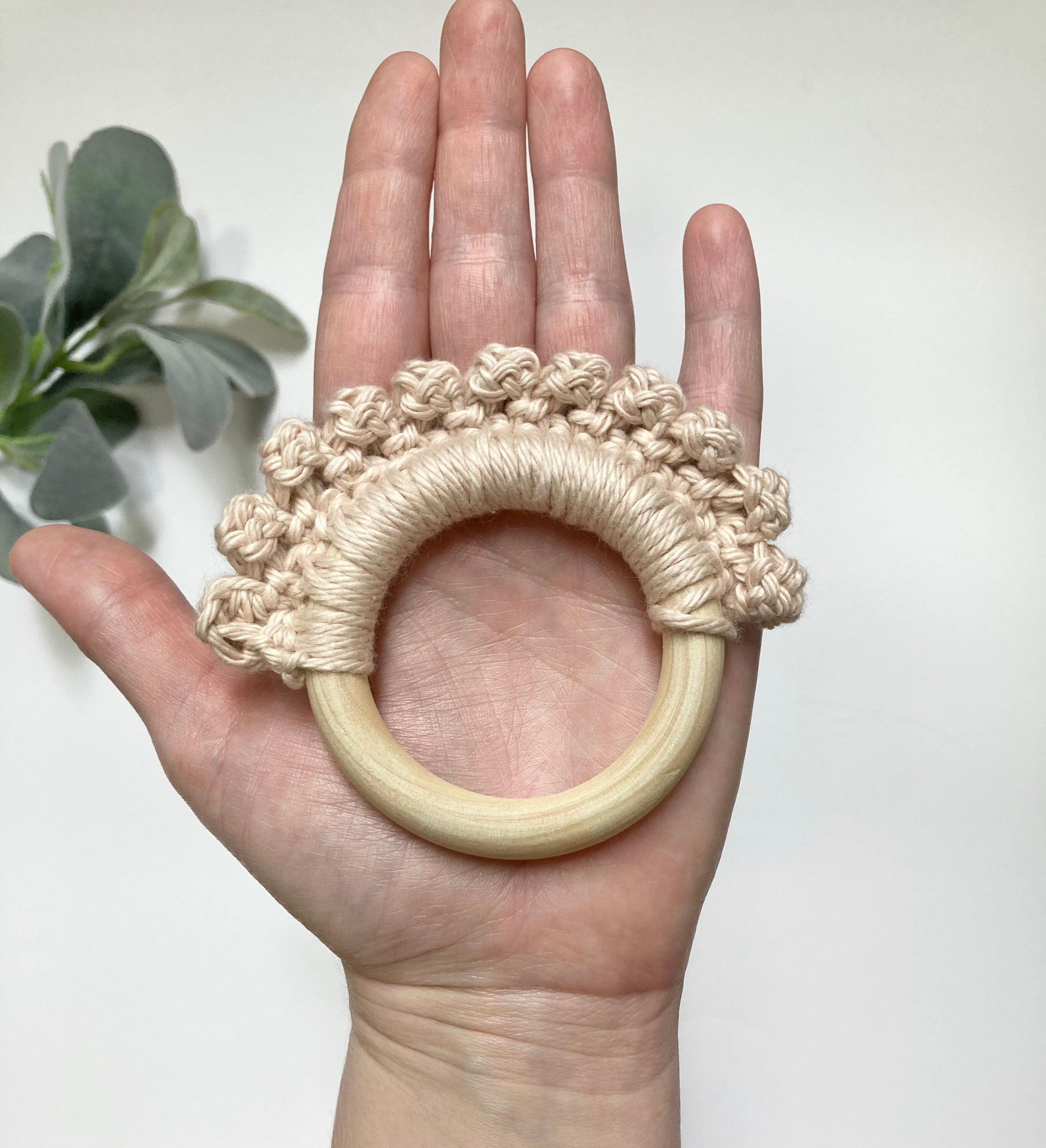 Crochet Baby Teether: Wooden Teething Toy, Cotton Yarn