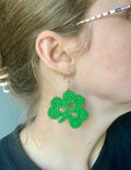 Shamrock Earrings, crochet earrings, handmade jewelry, gifts for st patricks day