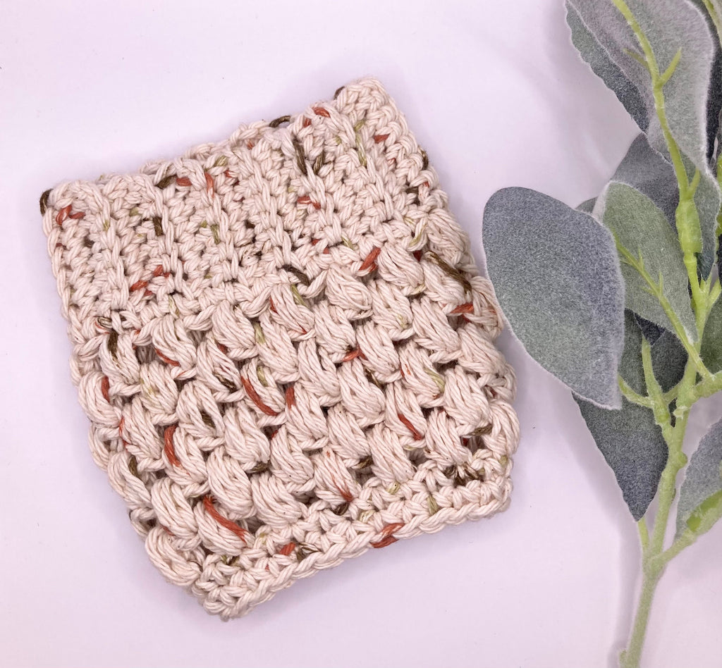 Beige Crochet Coffee Cup Cozy: Reusable Cotton Sleeve