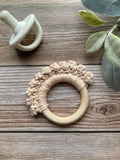 Crochet Baby Teether: Wooden Teething Toy, Cotton Yarn
