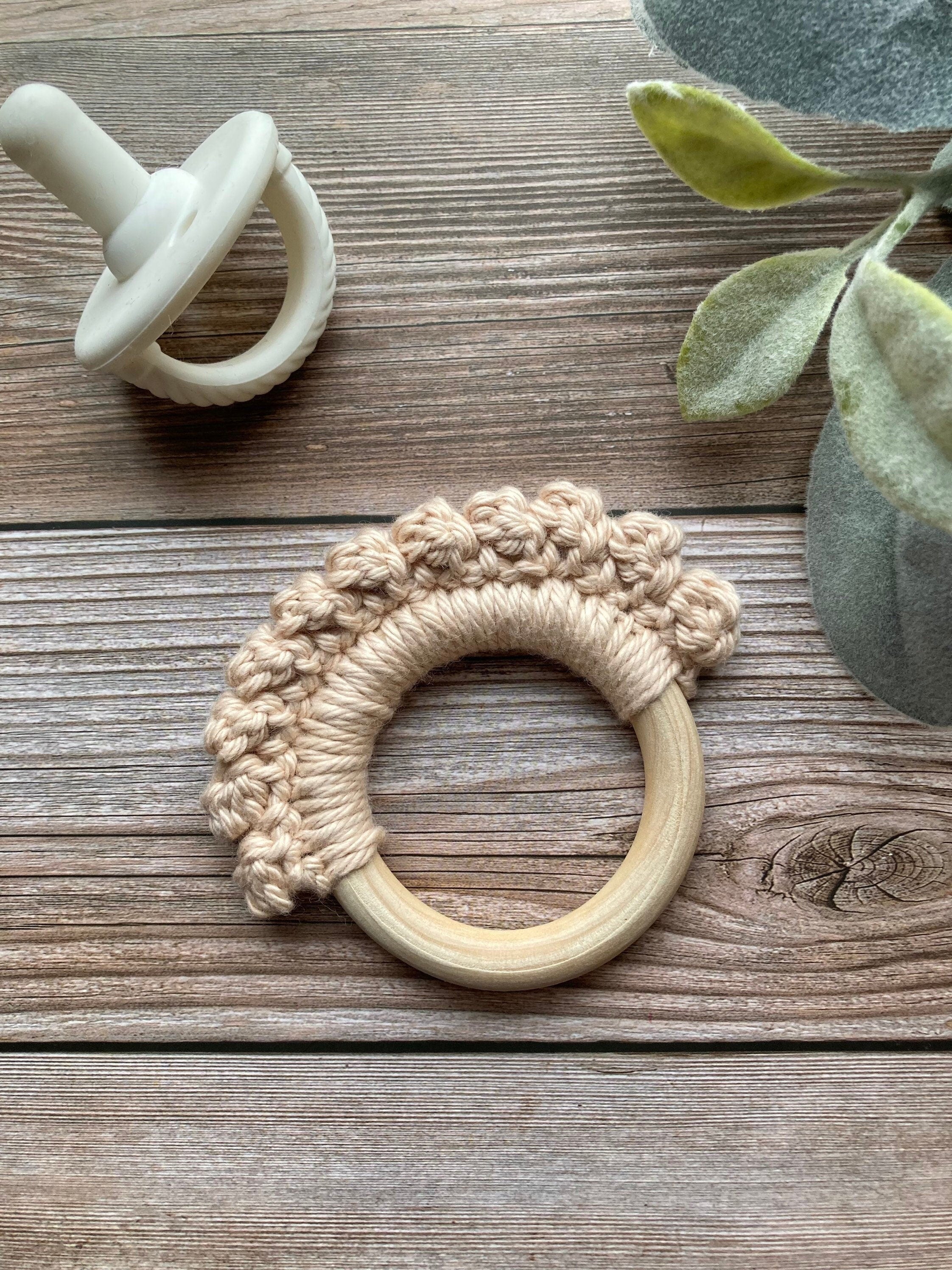 Crochet Baby Teether: Wooden Teething Toy, Cotton Yarn