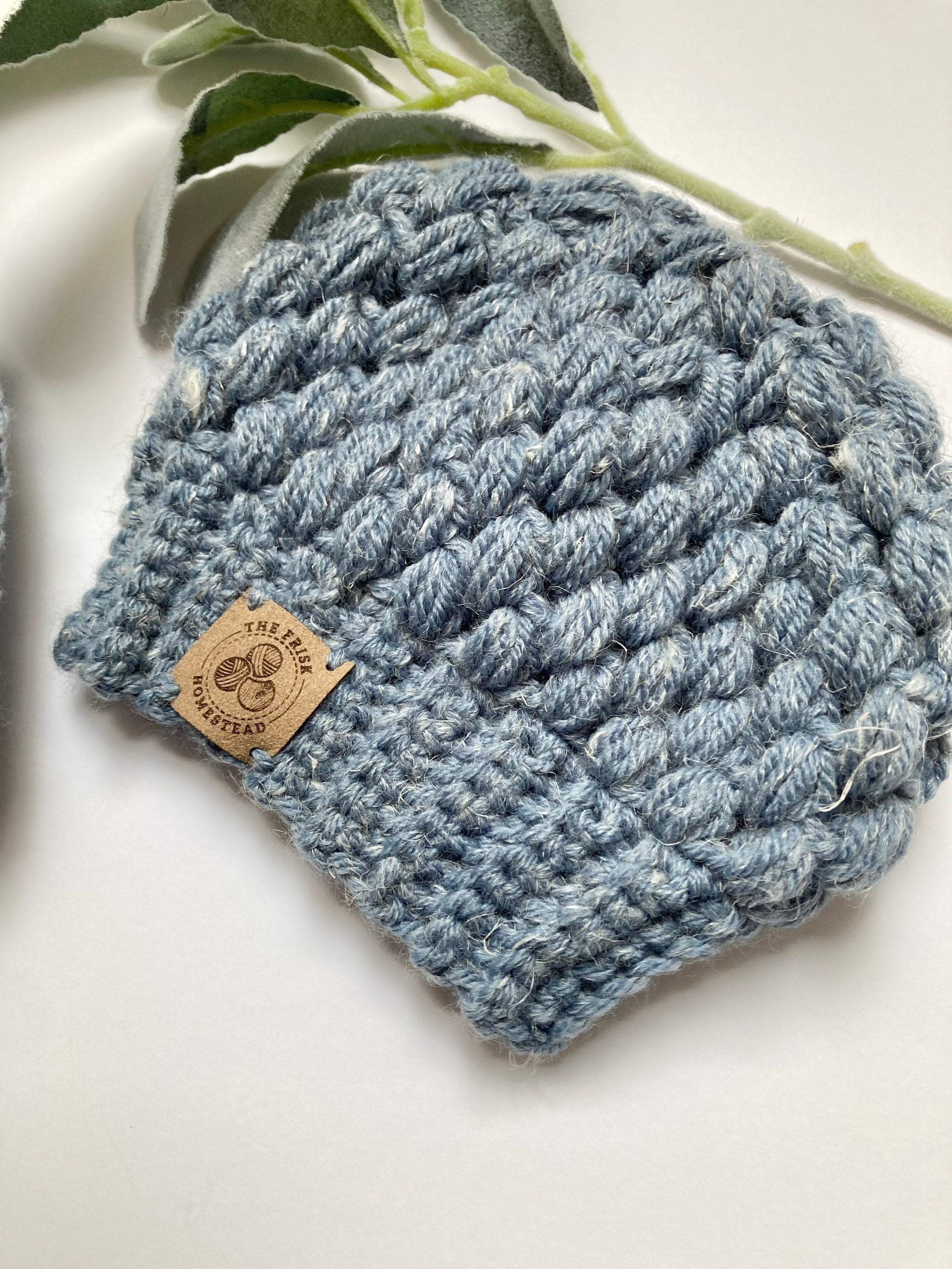 Personalized Crochet Baby Gift Set, Beanie and Rattle
