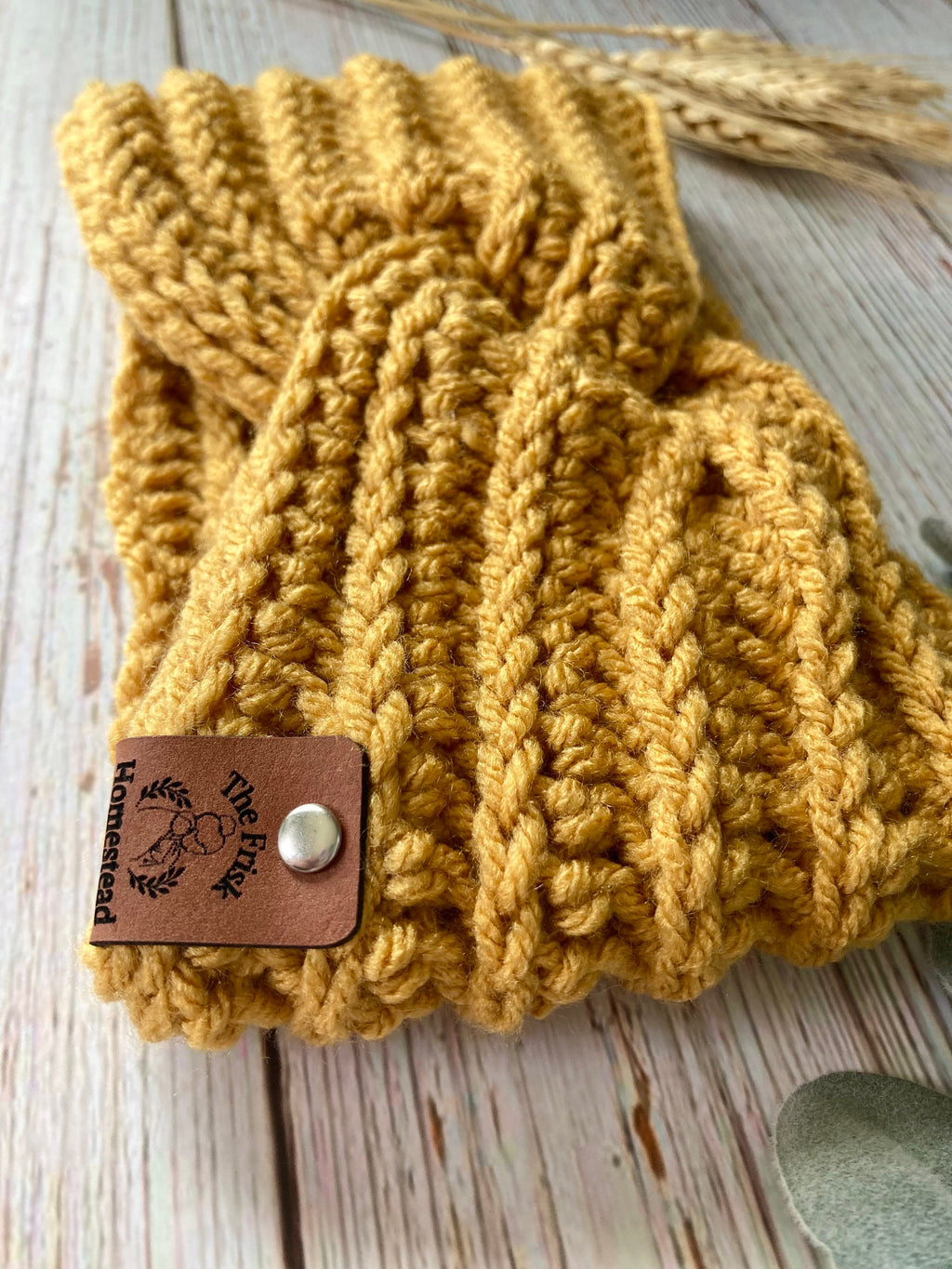 Honeycomb Crochet Twisted Headband: Sungold Boho Ear Warmer