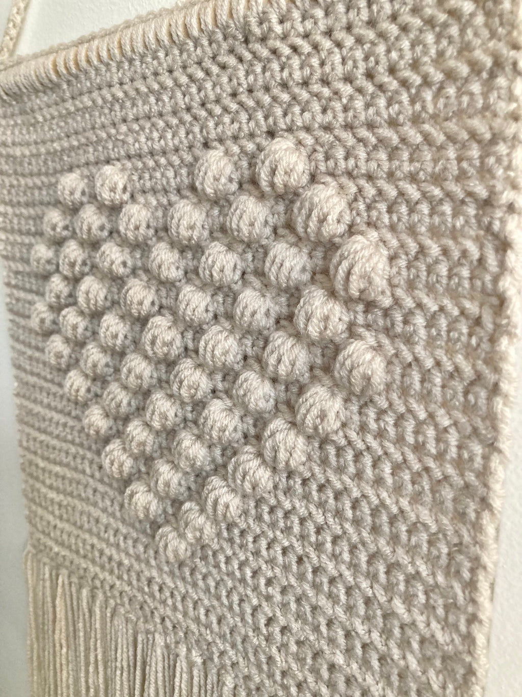 Textural Heart Crochet Wall Hanging: Boho Nursery Decor