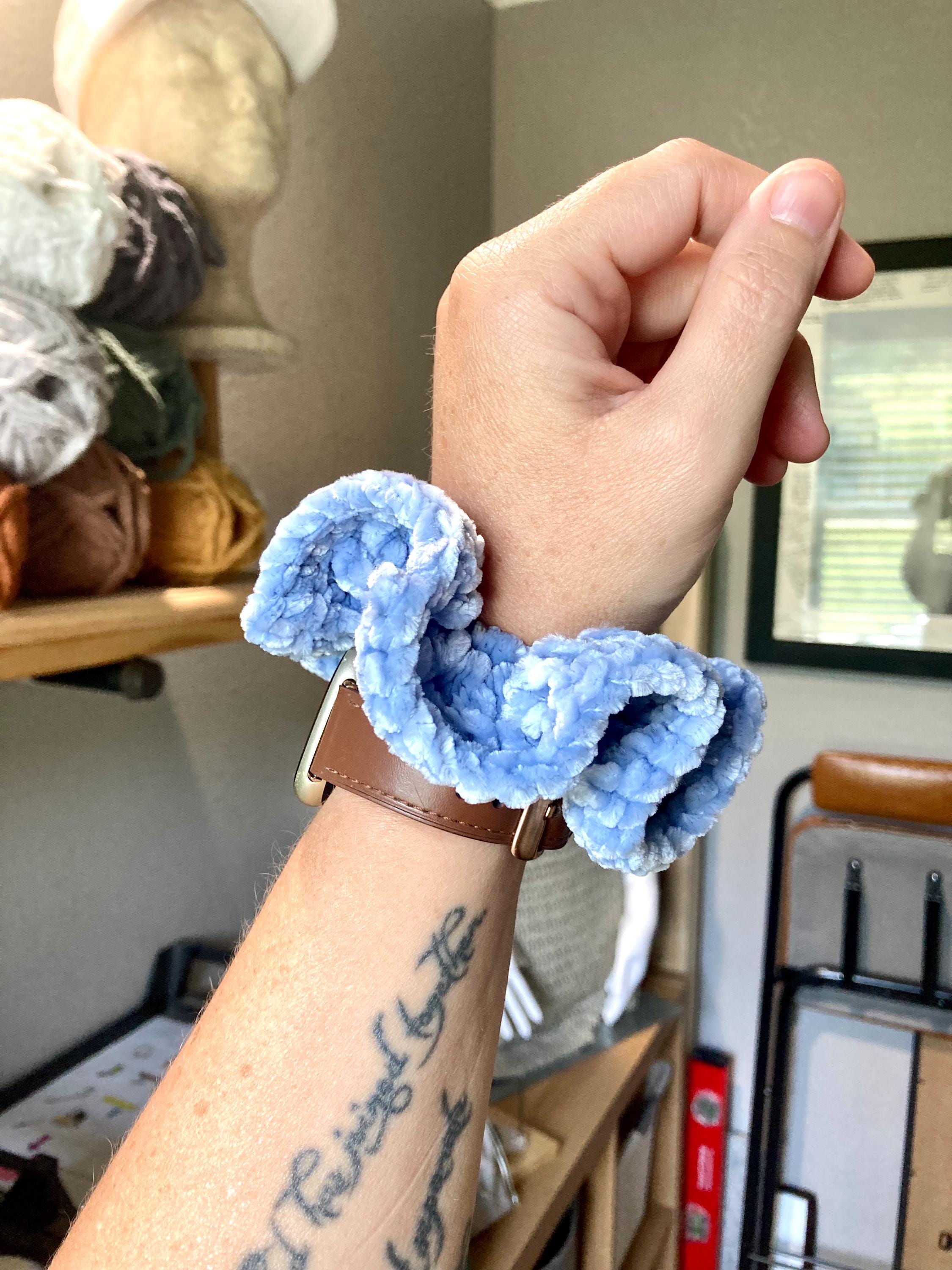 Handmade Gray Velvet Scrunchie: Soft Ponytail Holder