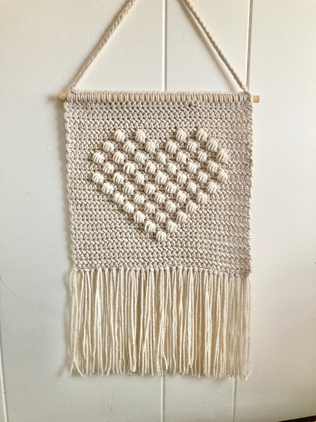 Textural Heart Crochet Wall Hanging: Boho Nursery Decor