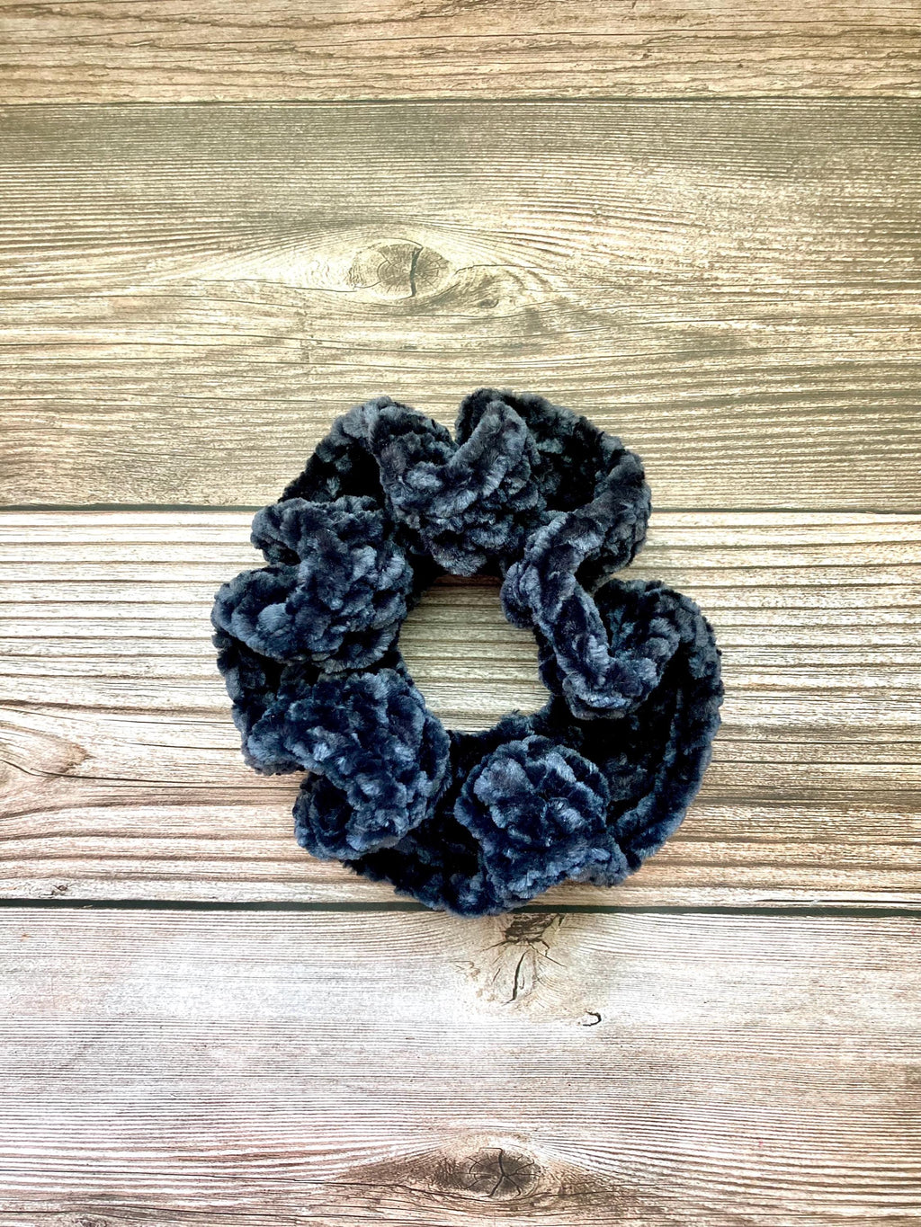 Handmade Gray Velvet Scrunchie: Soft Ponytail Holder