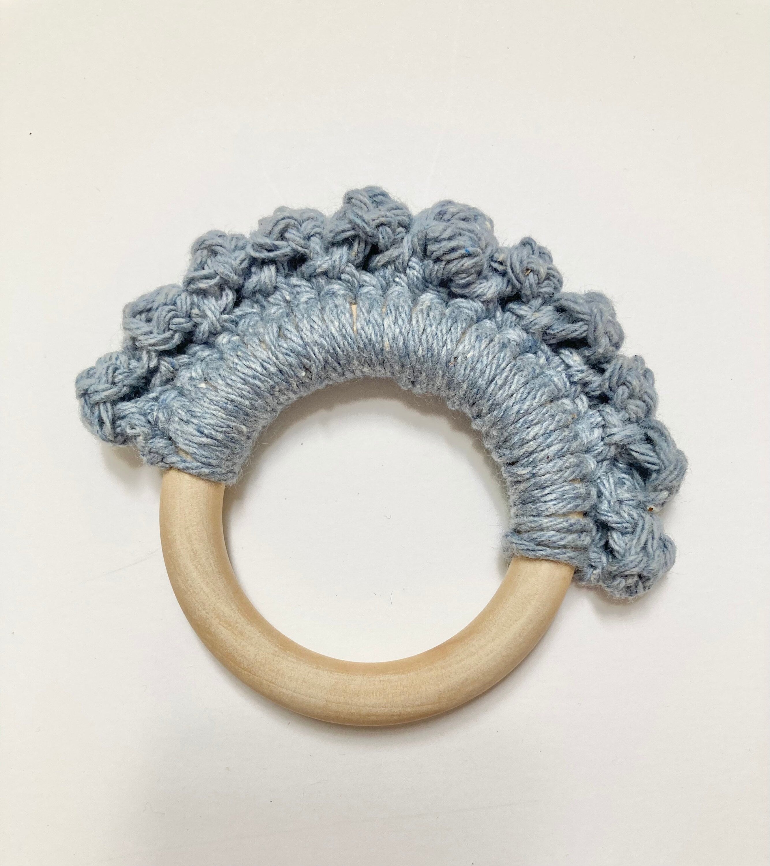 Crochet Baby Teether: Wooden Teething Ring, Newborn Gift