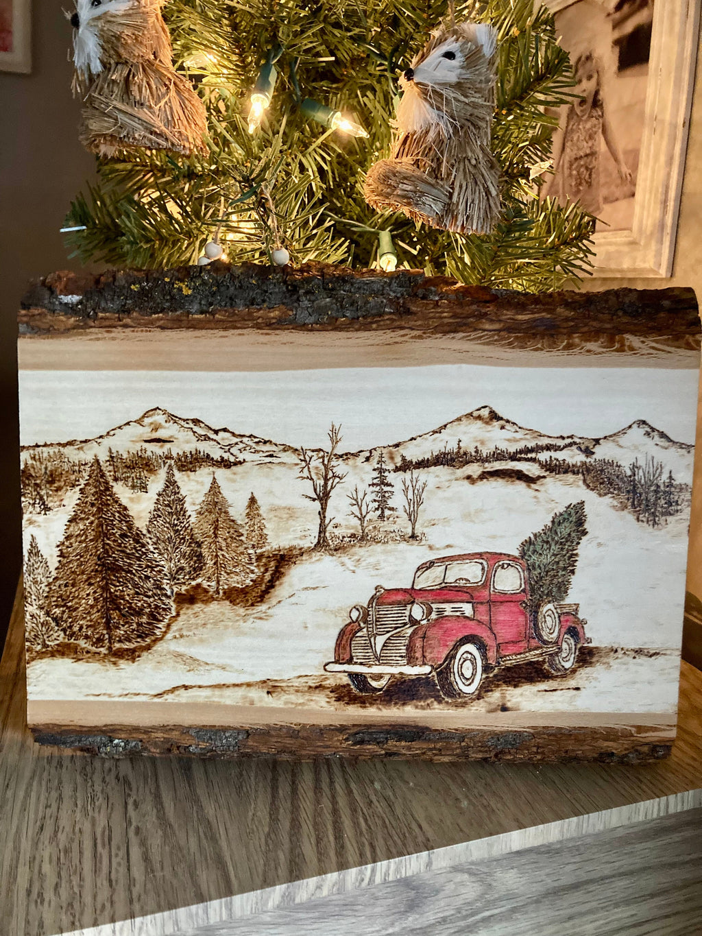 Red Christmas Truck Decor, Christmas Decor, Christmas Tree Truck Decorations