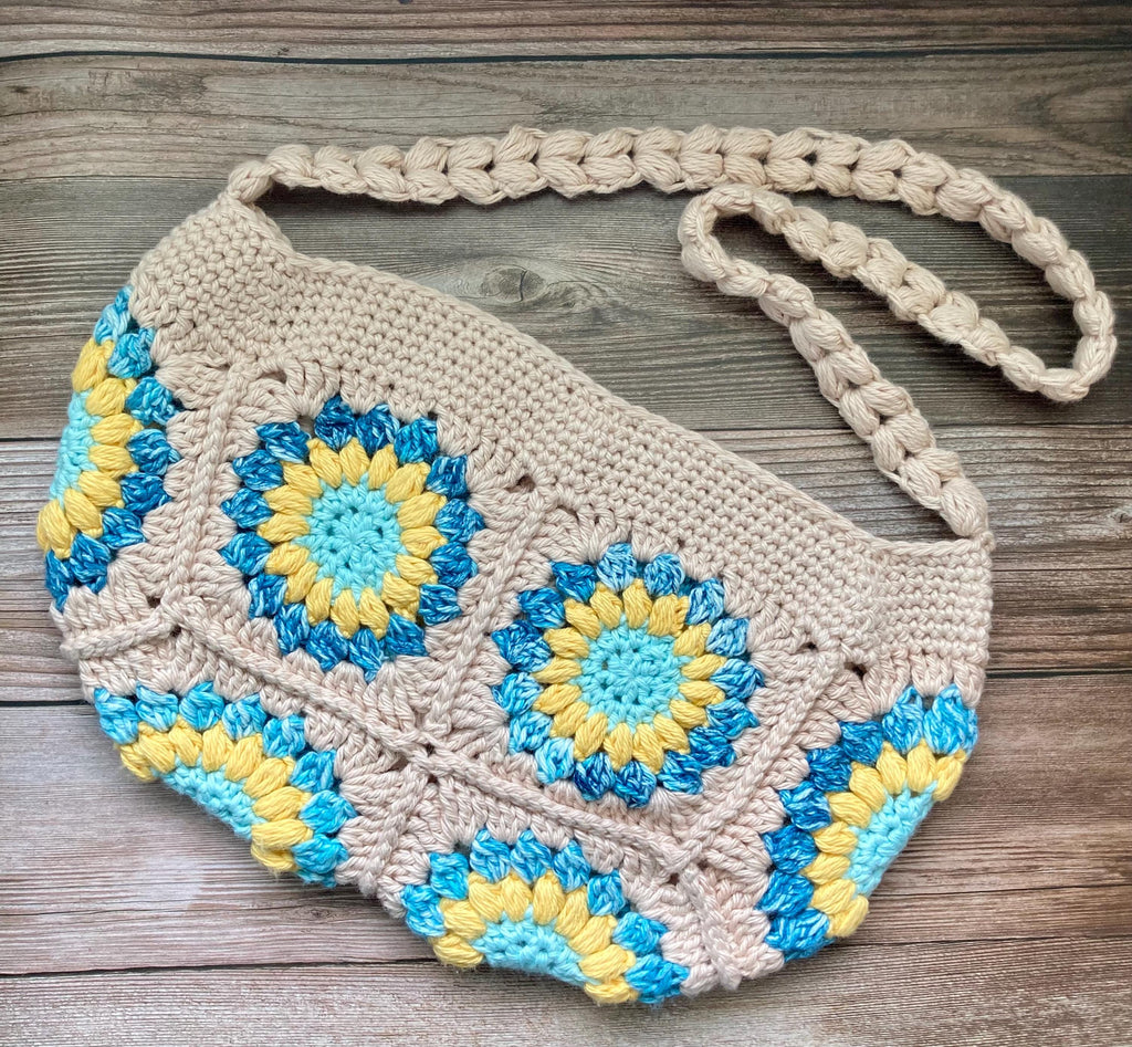 Handmade Granny Square Crochet Bag: Boho Cotton Tote
