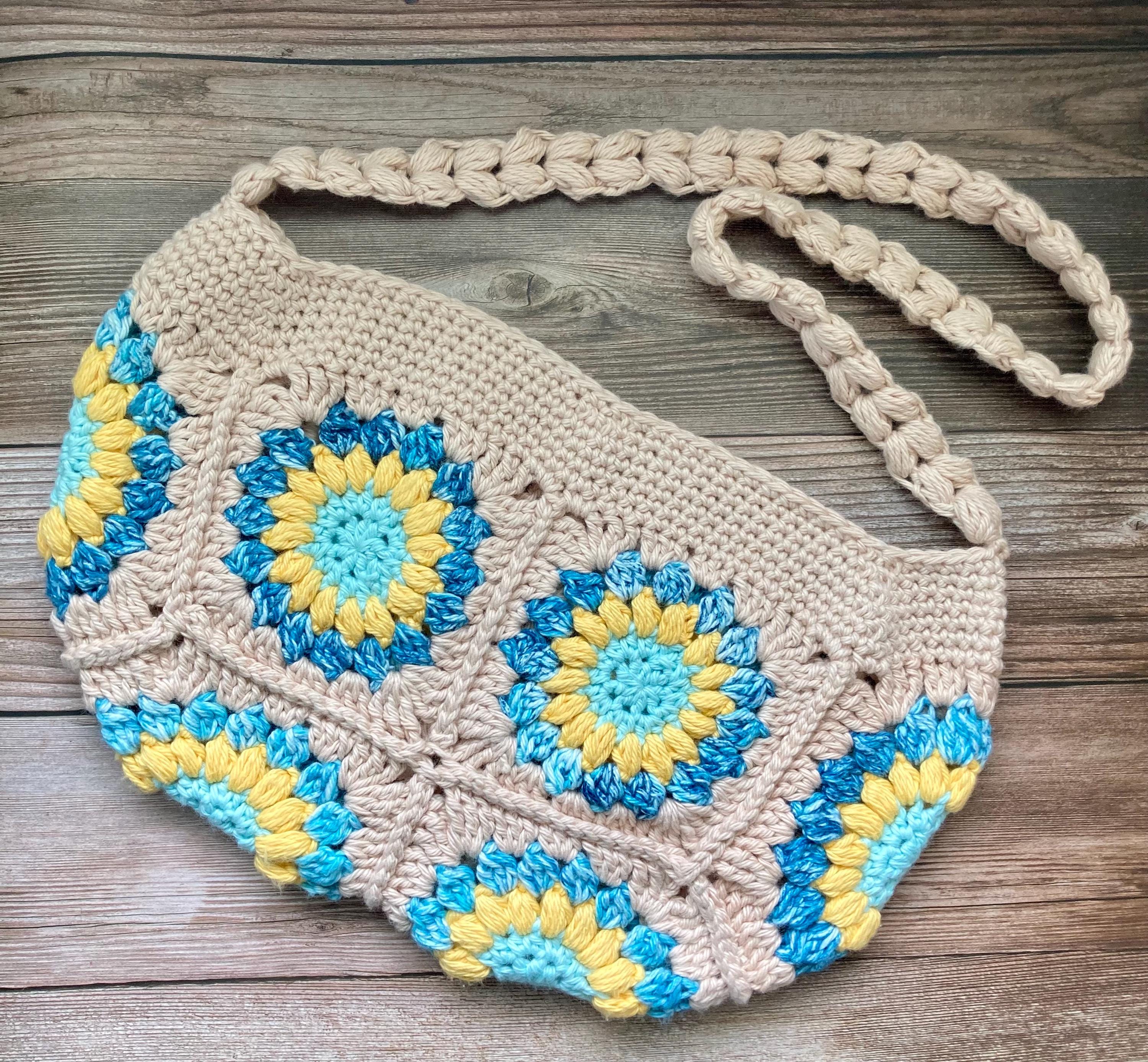 Handmade Granny Square Crochet Bag: Boho Cotton Tote