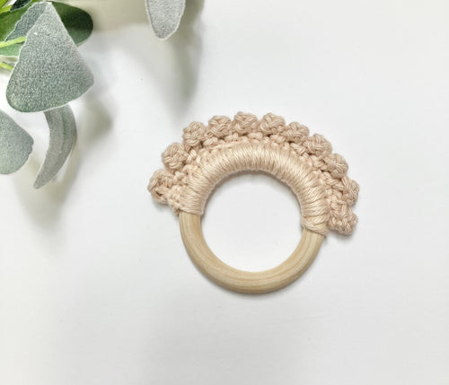 Crochet Baby Teether: Wooden Teething Toy, Cotton Yarn