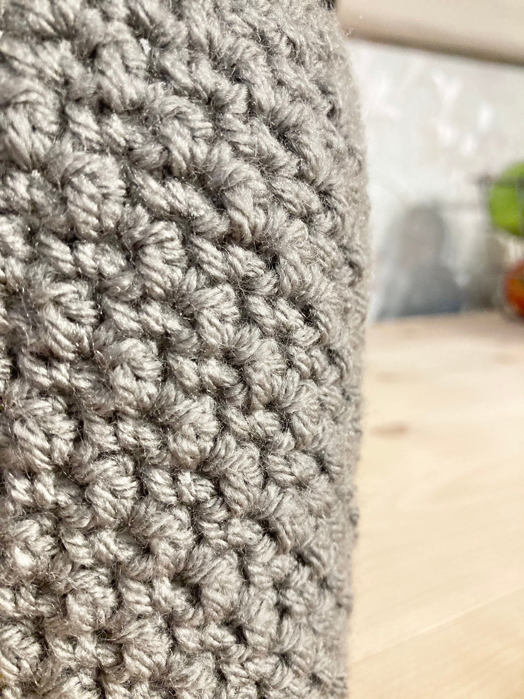 Gray Crochet Mason Jar Cozy: Boho Drink Sleeve