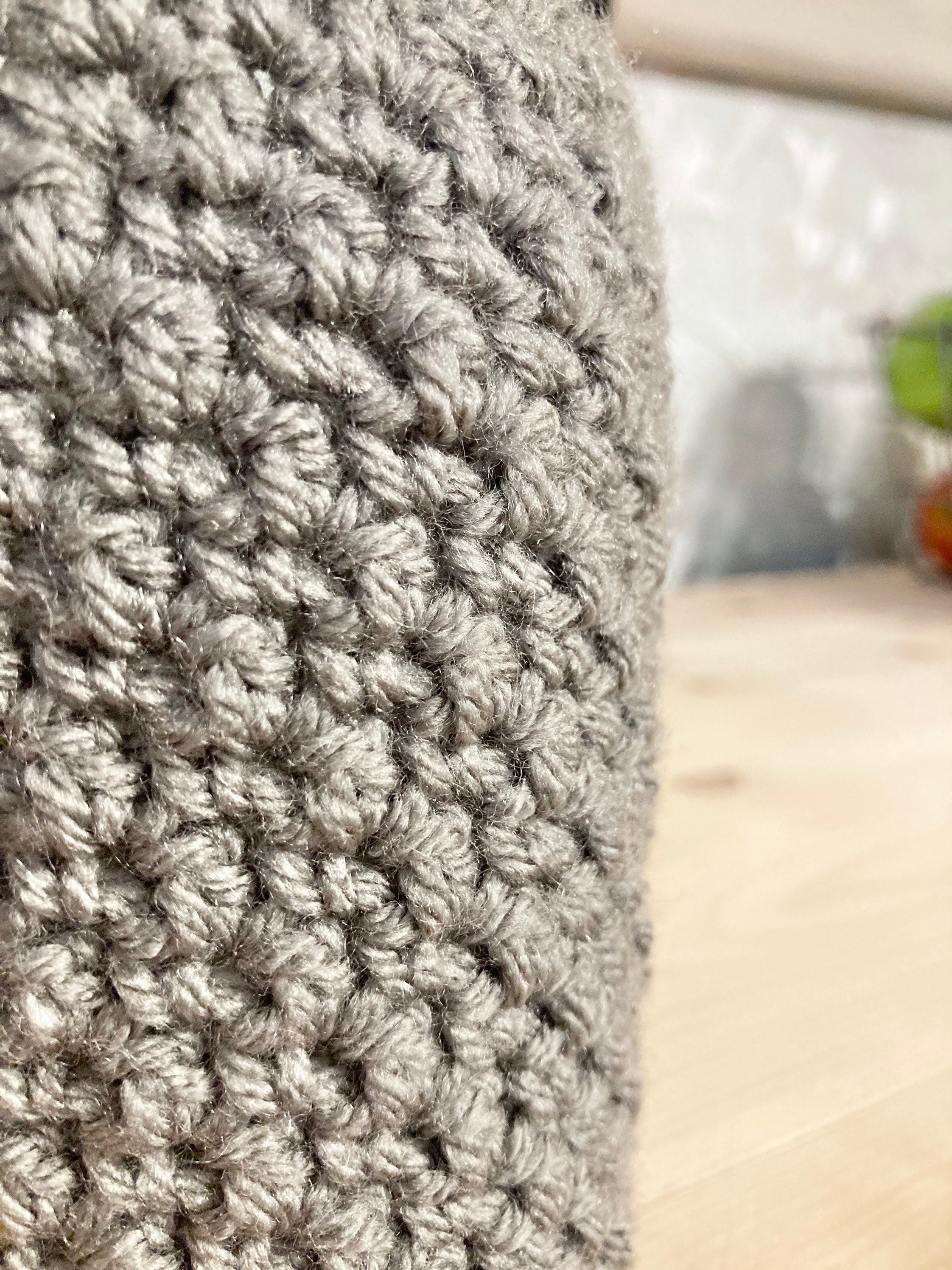 Gray Crochet Mason Jar Cozy: Boho Drink Sleeve