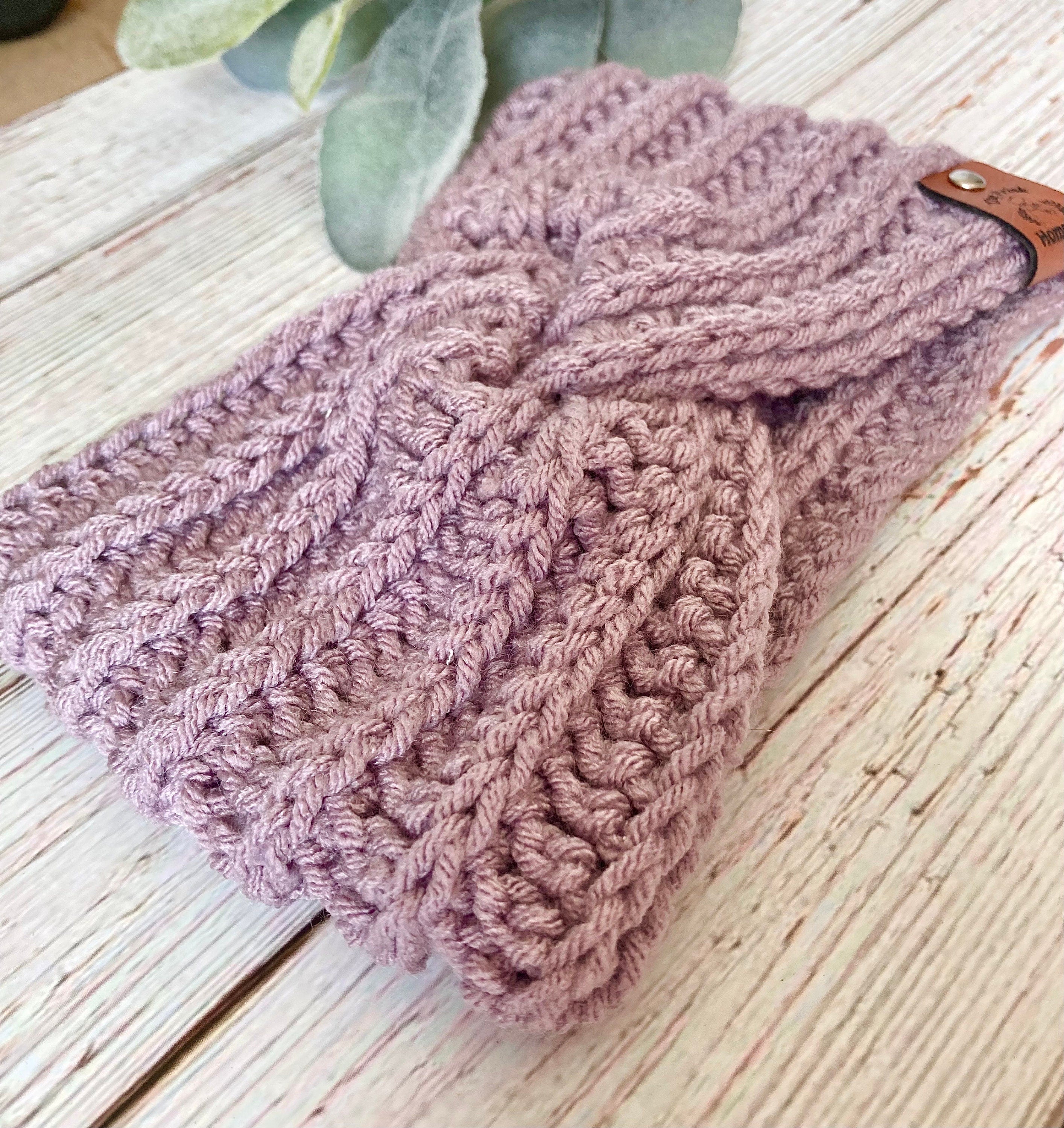 Lavender Crochet Twisted Headband: Women's Boho Ear Warmer