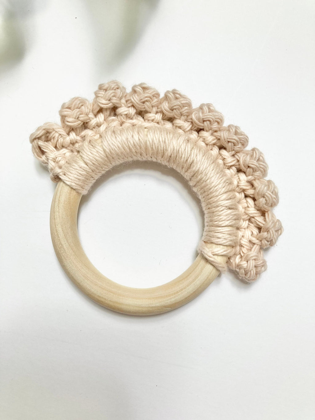 Crochet Baby Teether: Wooden Teething Ring, Newborn Gift