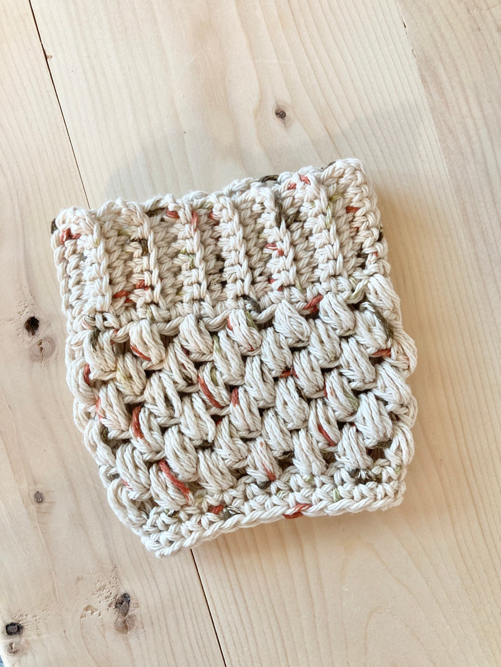 Beige Crochet Coffee Cup Cozy: Reusable Cotton Sleeve
