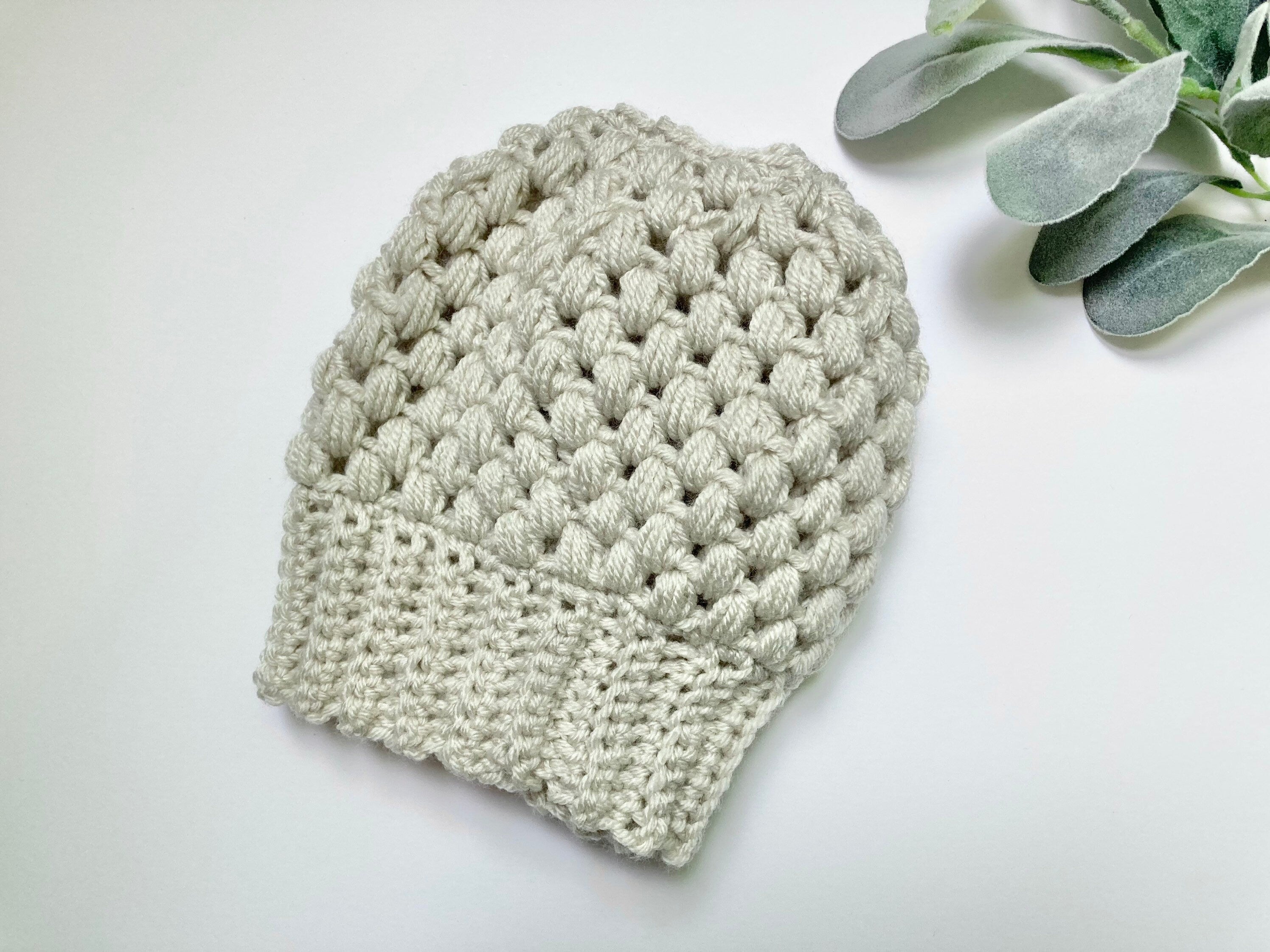 Crochet Messy Bun Beanie: Linen Ponytail Hat for Women