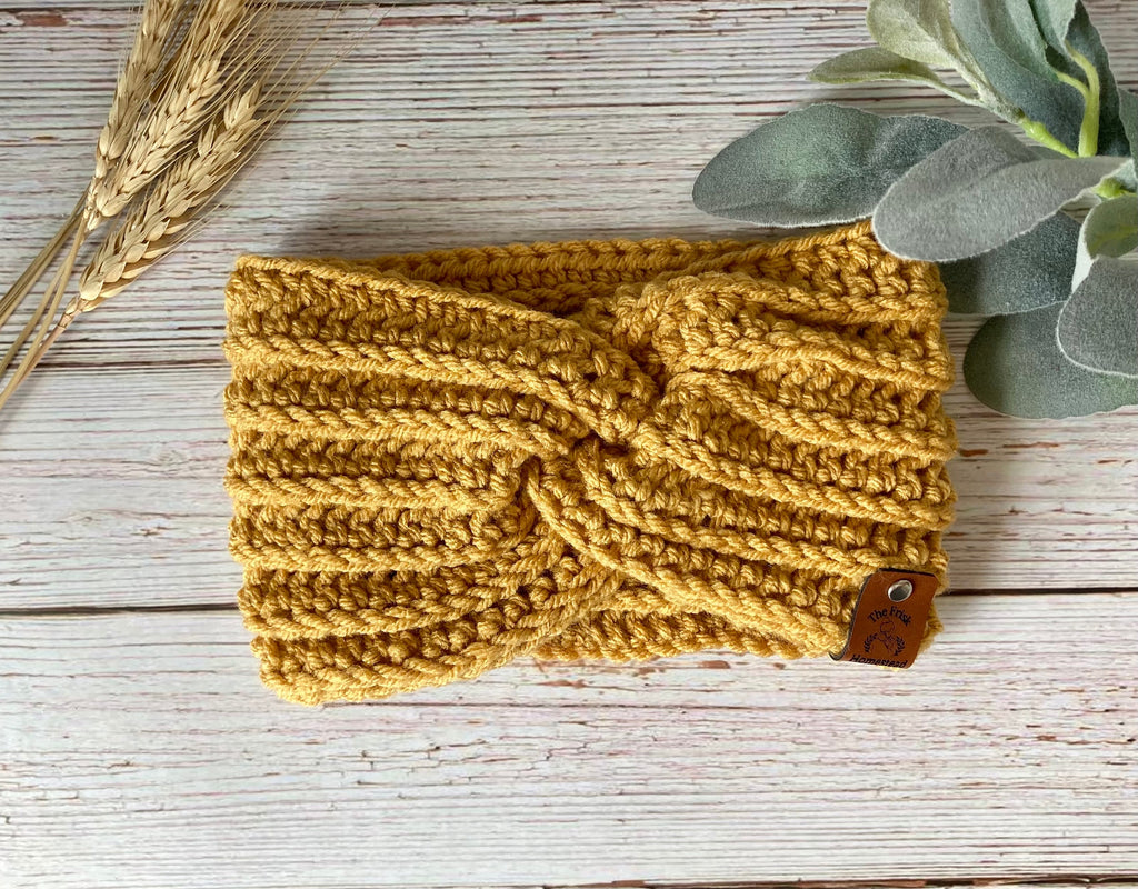 Honeycomb Crochet Twisted Headband: Sungold Boho Ear Warmer