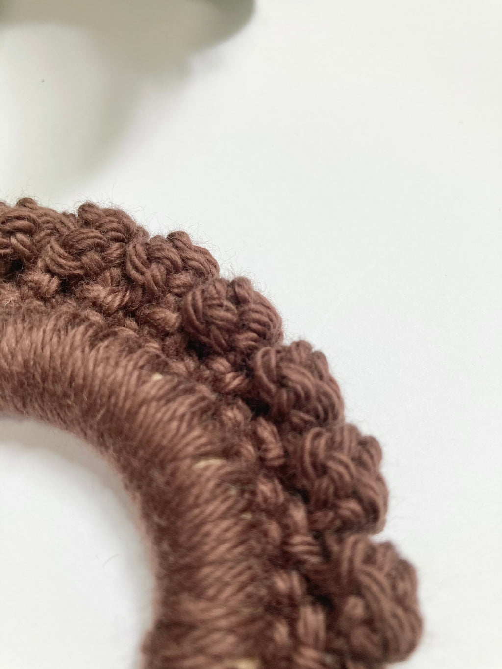 Crochet Baby Teether: Wooden Teething Toy, Brown Cotton Yarn