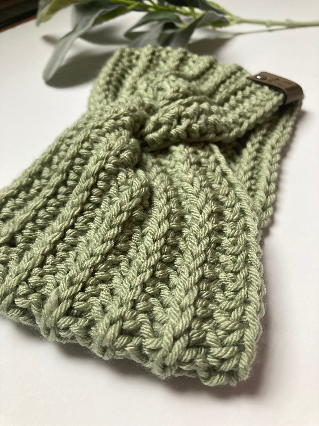 Sage Crochet Twisted Headband: Women's Boho Ear Warmer