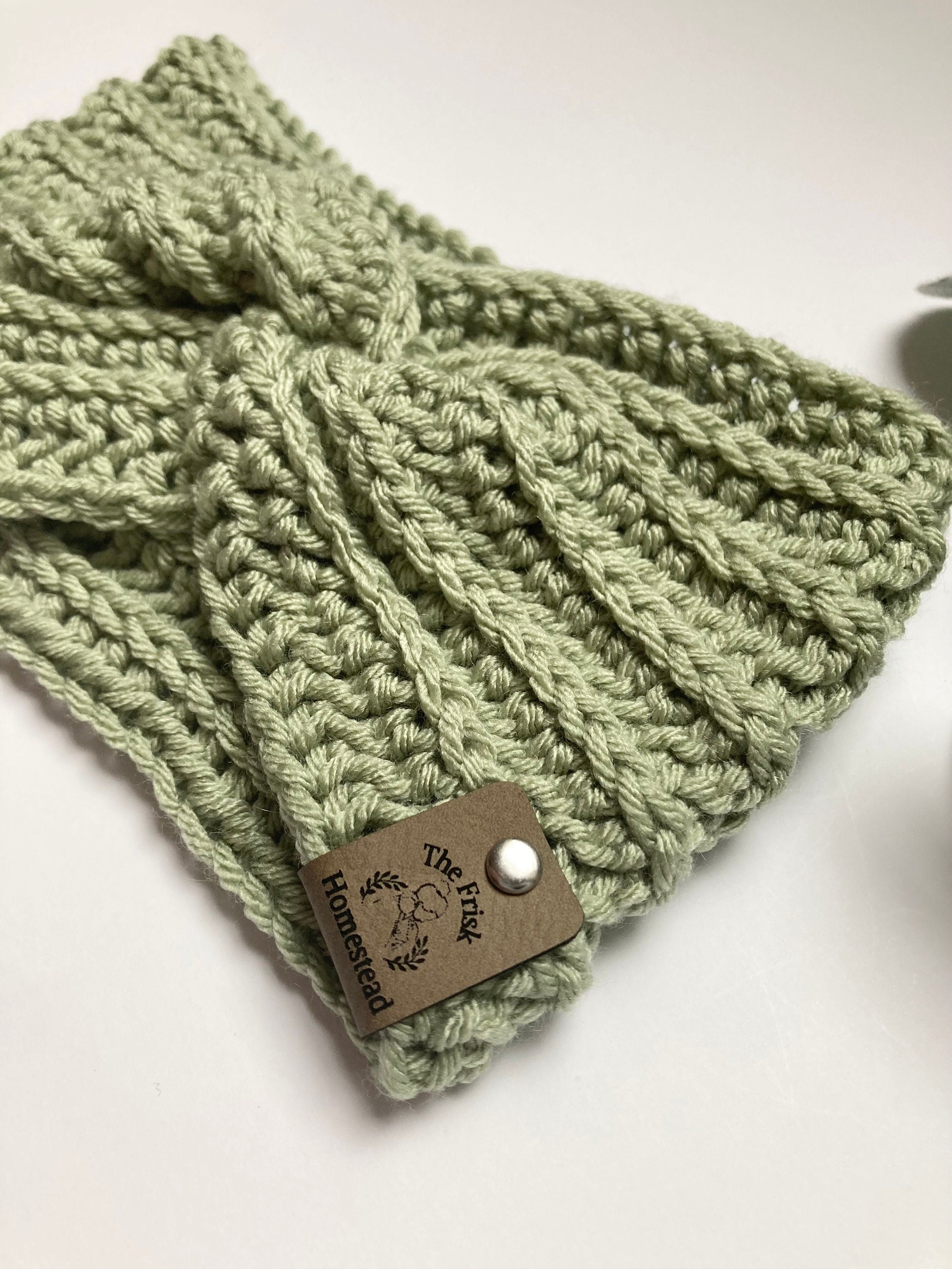 Sage Crochet Twisted Headband: Women's Boho Ear Warmer