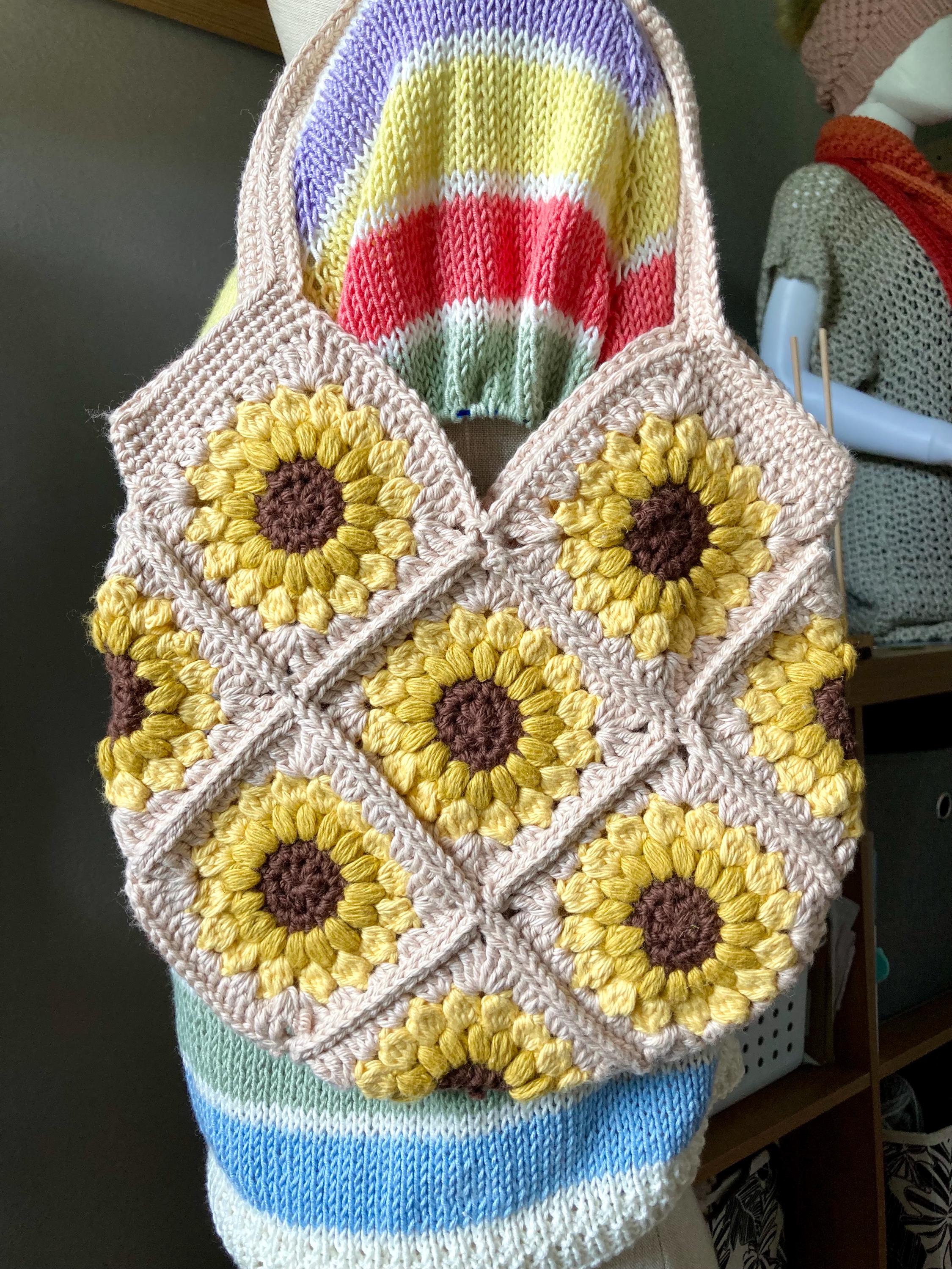 Handmade Granny Square Crochet Bag: Boho Cotton Tote