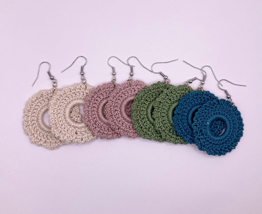 Handmade Crochet Earrings: Rosemary Green Boho Chandelier Earrings
