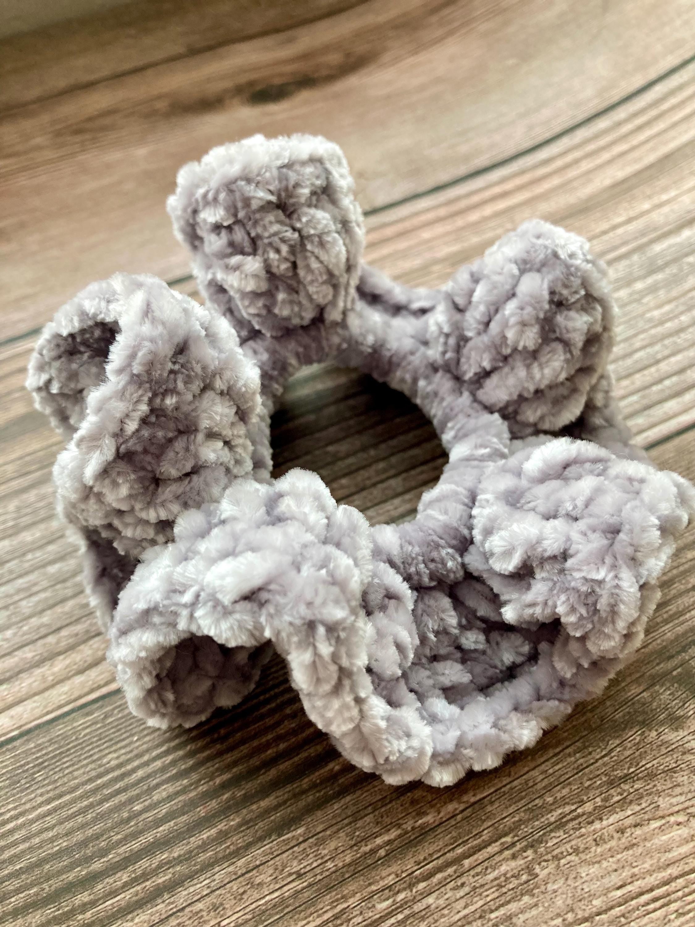 Handmade Gray Velvet Scrunchie: Soft Ponytail Holder