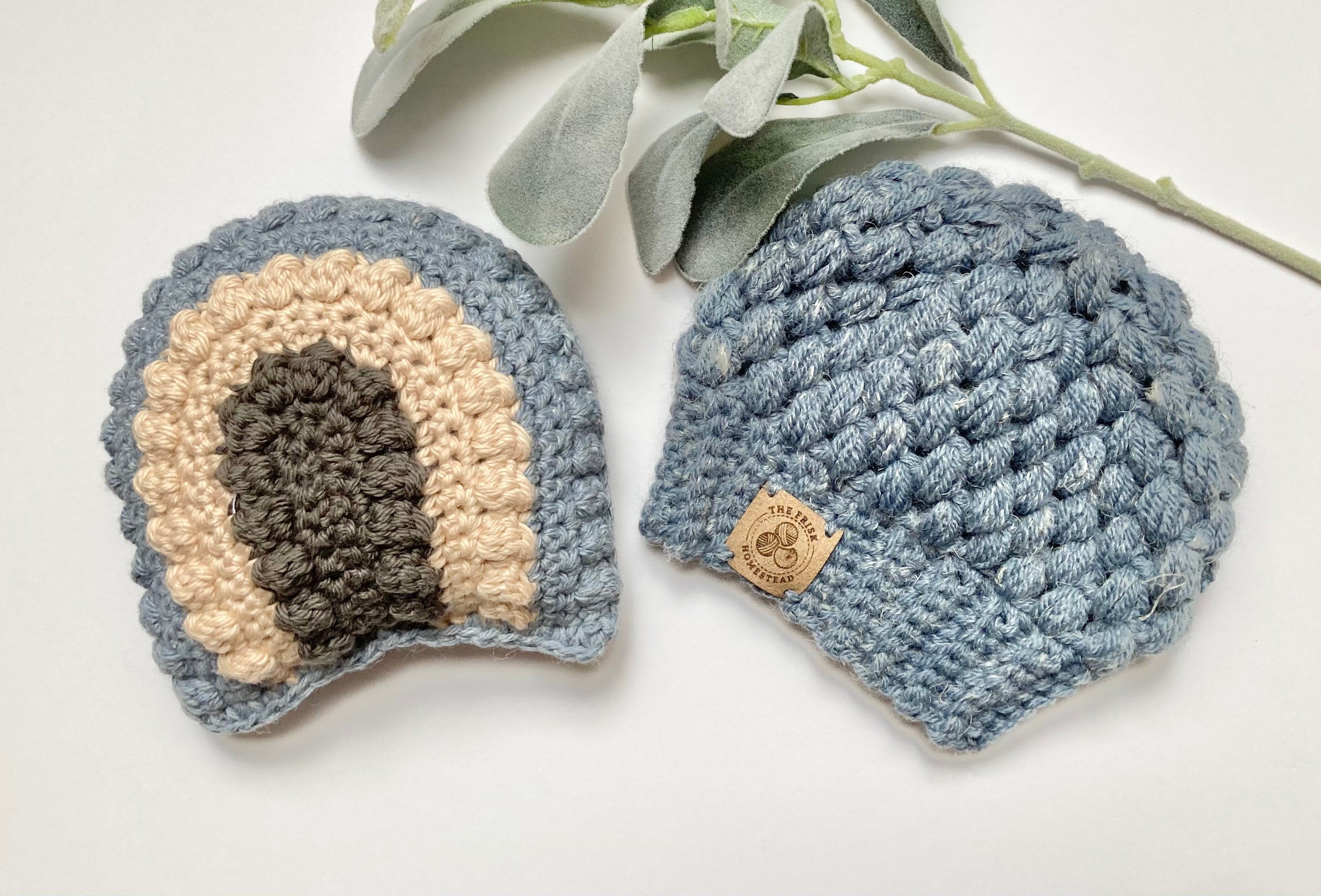 Personalized Crochet Baby Gift Set, Beanie and Rattle