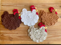 Crochet Chicken Coaster: Farmhouse Cotton Mug Rug